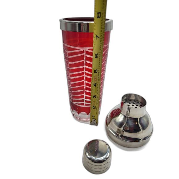 MCM Red Cut to Clear Cocktail Shaker - Picture 4 of 4